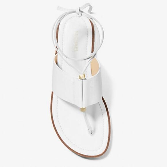 Michael Michael Kors White Marlon Leather Lace-Up Sandal - Picture 2 of 12
